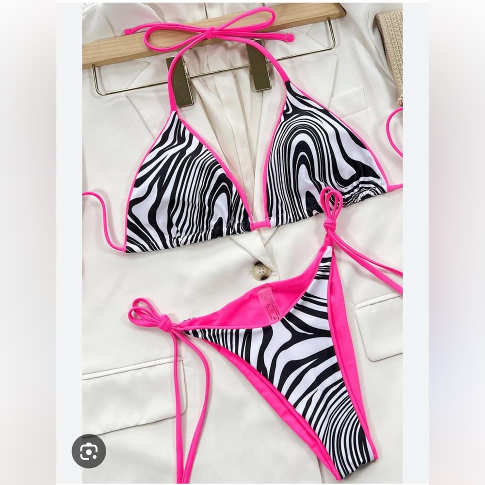 Hot Pink Zebra Print Bikini